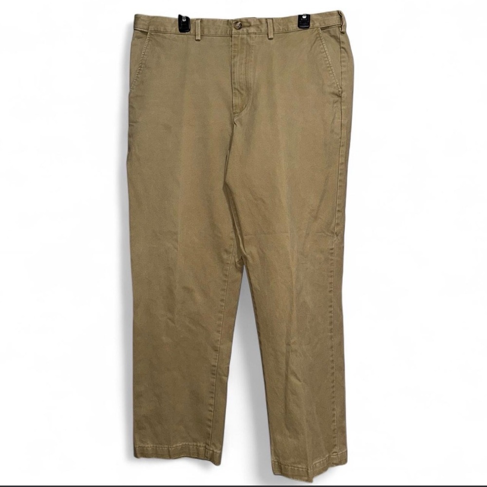 Lands’ End Men’s Khaki Tan Traditional Fit Cotton Chino Pants Waist Size 38